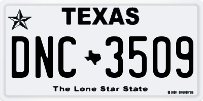 TX license plate DNC3509