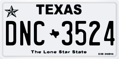 TX license plate DNC3524