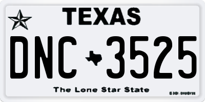 TX license plate DNC3525