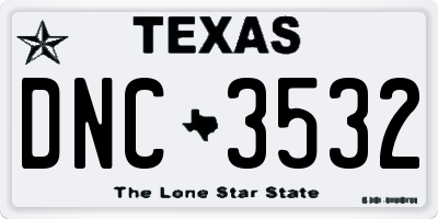 TX license plate DNC3532