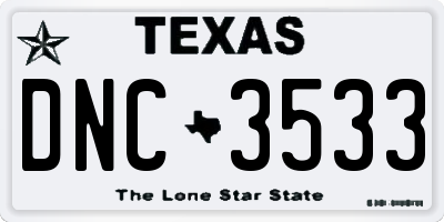 TX license plate DNC3533