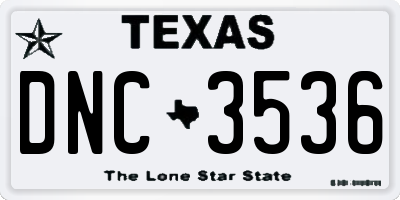 TX license plate DNC3536