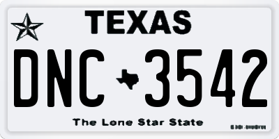 TX license plate DNC3542