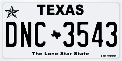 TX license plate DNC3543