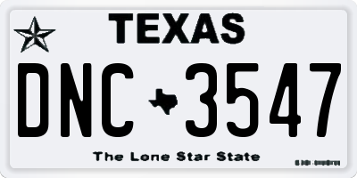 TX license plate DNC3547