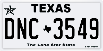 TX license plate DNC3549