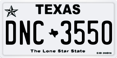 TX license plate DNC3550