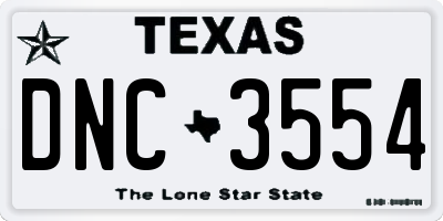 TX license plate DNC3554