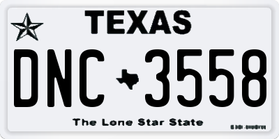 TX license plate DNC3558