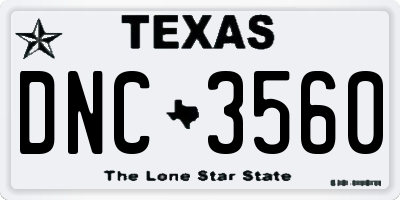 TX license plate DNC3560