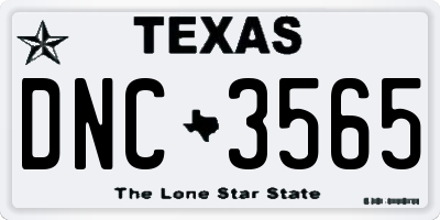 TX license plate DNC3565