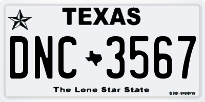 TX license plate DNC3567