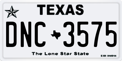 TX license plate DNC3575