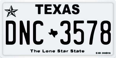 TX license plate DNC3578