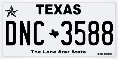 TX license plate DNC3588