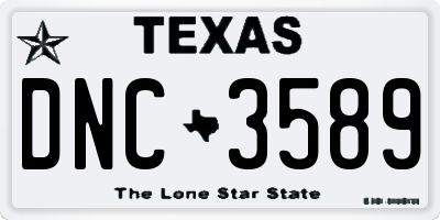 TX license plate DNC3589