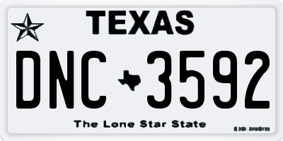 TX license plate DNC3592