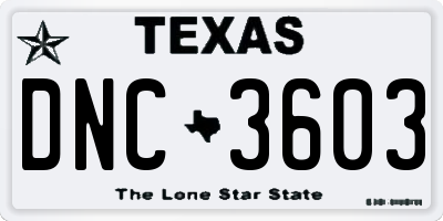 TX license plate DNC3603