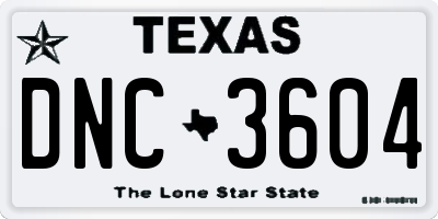 TX license plate DNC3604