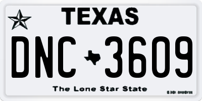 TX license plate DNC3609