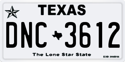 TX license plate DNC3612