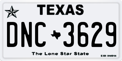 TX license plate DNC3629