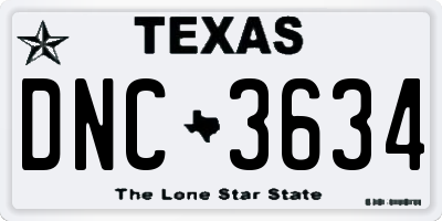 TX license plate DNC3634