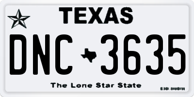 TX license plate DNC3635