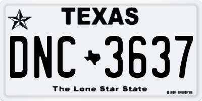 TX license plate DNC3637