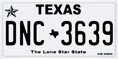 TX license plate DNC3639