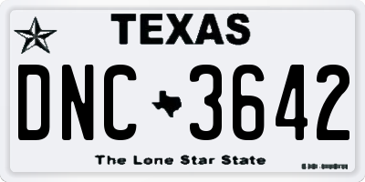 TX license plate DNC3642