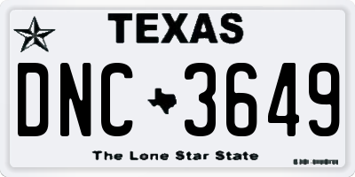 TX license plate DNC3649