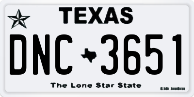 TX license plate DNC3651