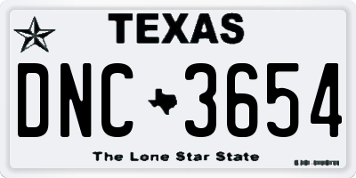 TX license plate DNC3654