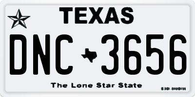 TX license plate DNC3656