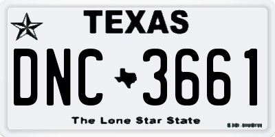 TX license plate DNC3661