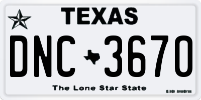 TX license plate DNC3670