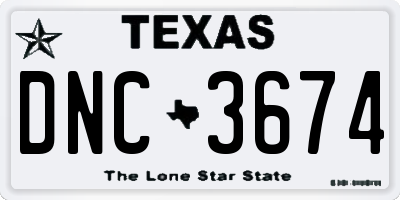 TX license plate DNC3674