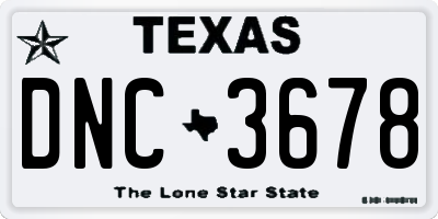 TX license plate DNC3678