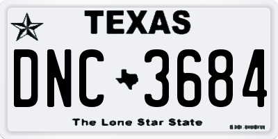 TX license plate DNC3684