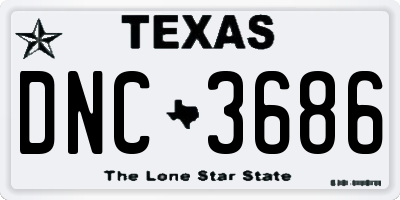 TX license plate DNC3686