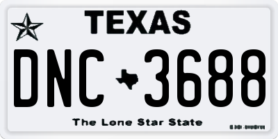 TX license plate DNC3688