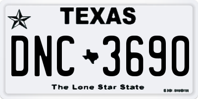 TX license plate DNC3690