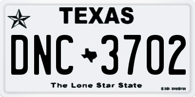 TX license plate DNC3702