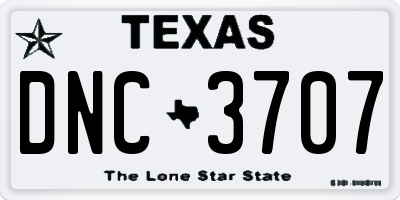 TX license plate DNC3707