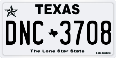 TX license plate DNC3708