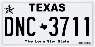 TX license plate DNC3711