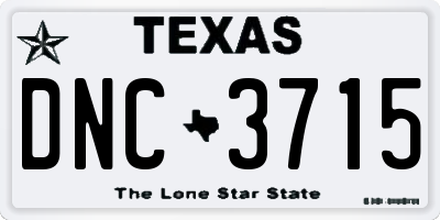 TX license plate DNC3715