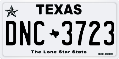 TX license plate DNC3723