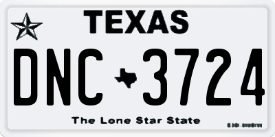 TX license plate DNC3724